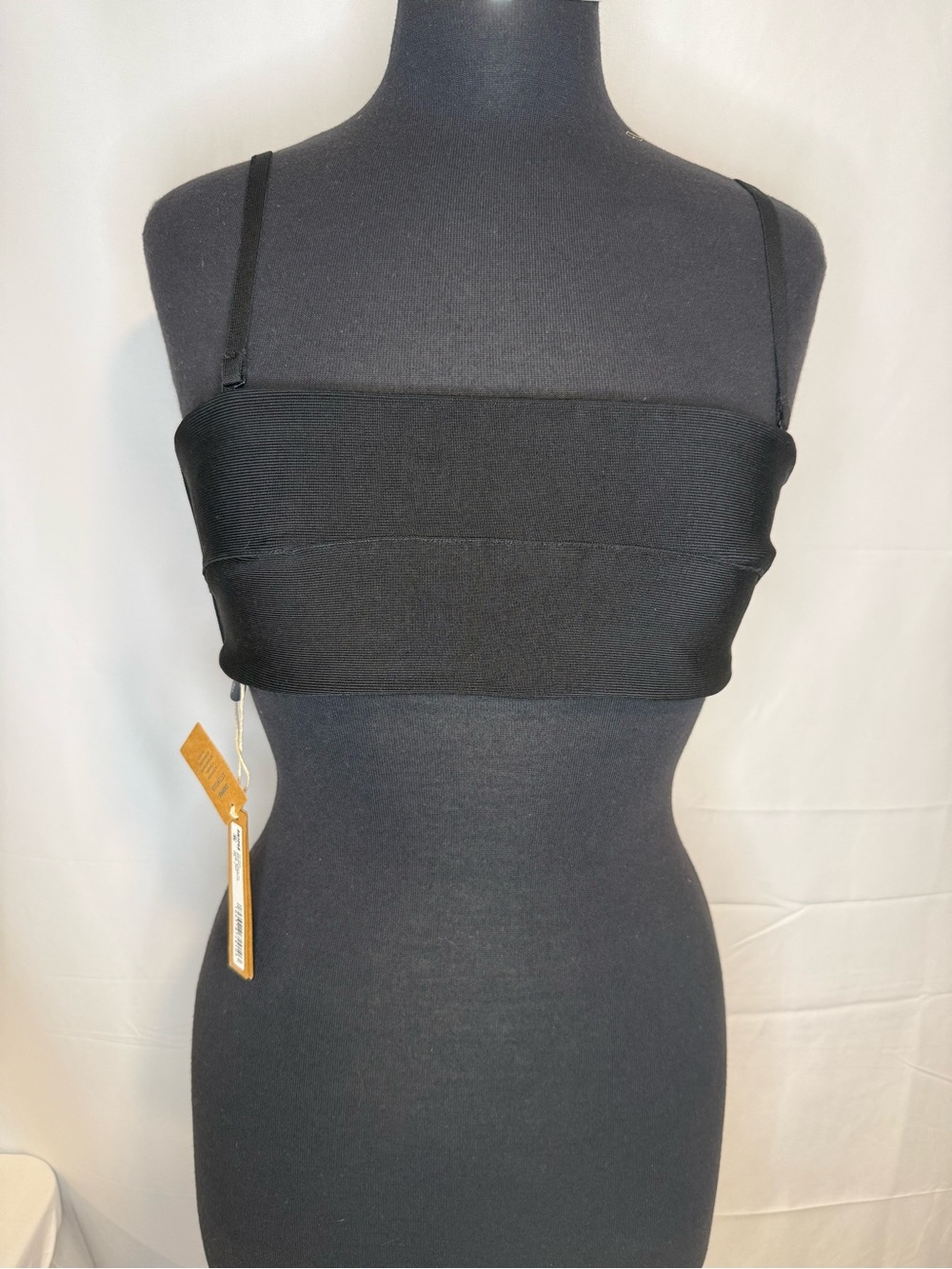 SKIMS Knit Swim Bandeau Bikini Top Onyx Black Size L